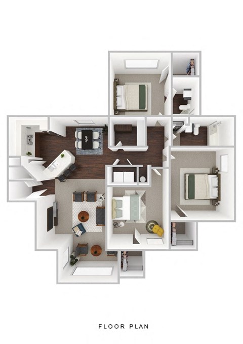 Floor plan for 3 beds, 2 baths, 1320 sqft